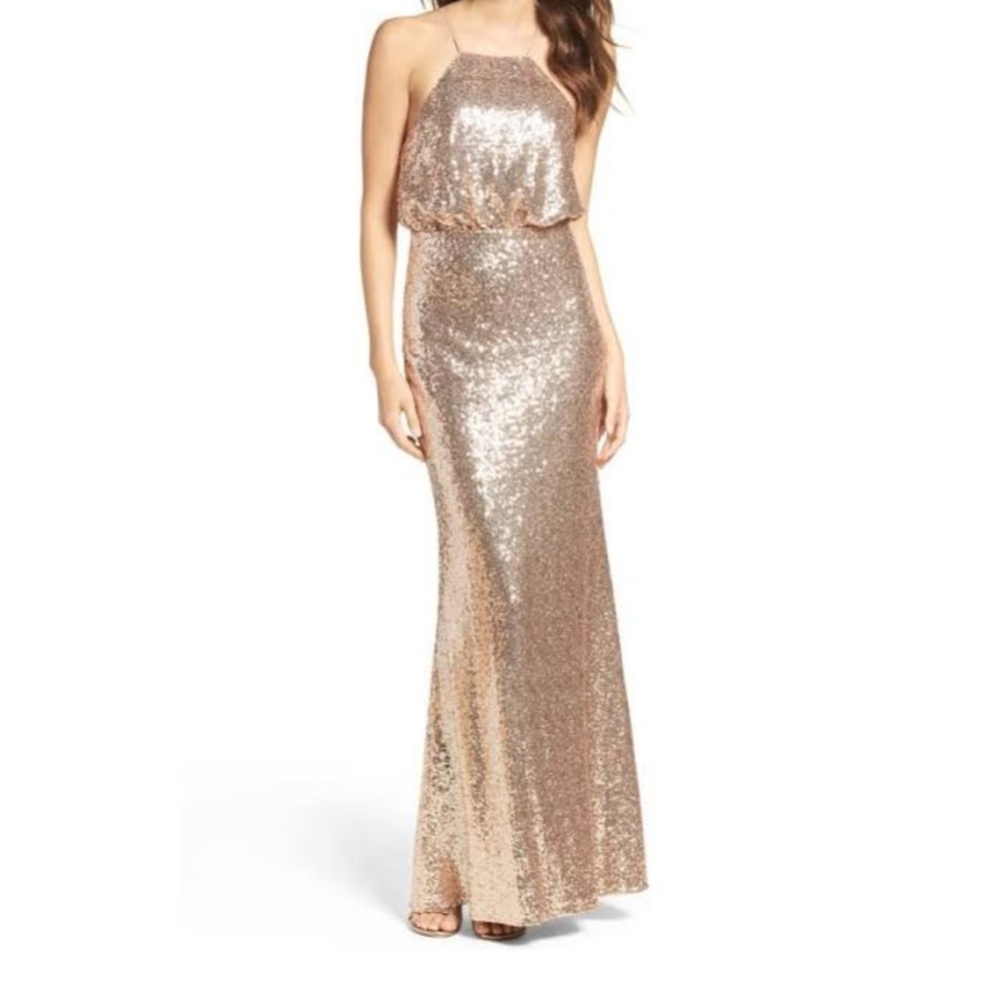 Lulu's Gold Sequin Maxi Dress
